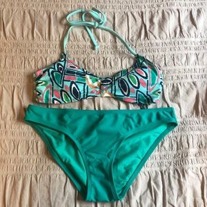 Aerie bikini swim set baby blue and teal